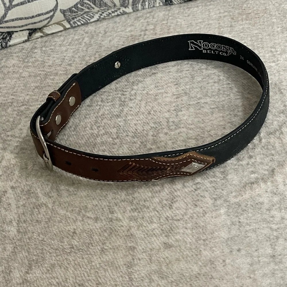 Nocona Belt Co Youth Boys Genuine Leather Belt Brown Western‎ Cowboy size 24 #GE